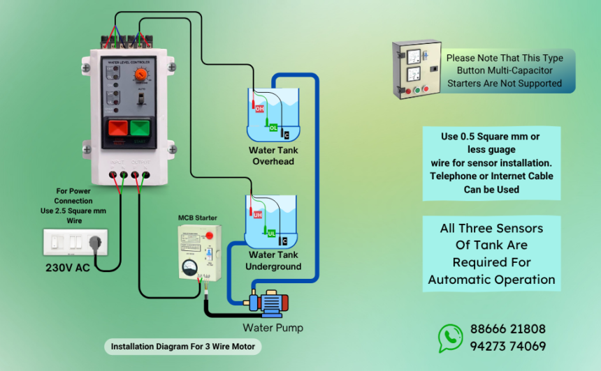 Fully Automatic Water Level Controller with Dry Run & Overload ...