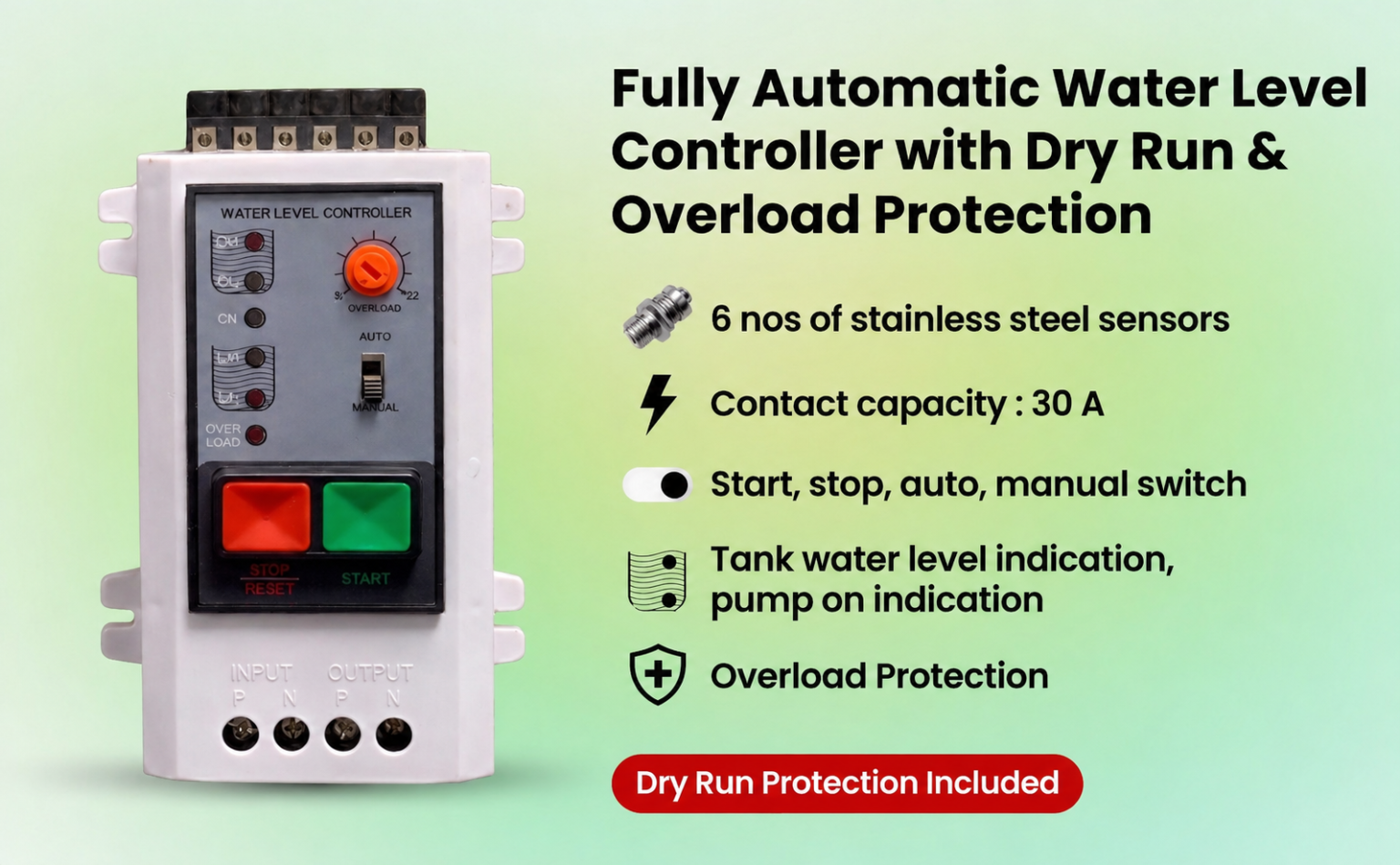 Fully Automatic Water Level Controller with Dry Run & Overload ...
