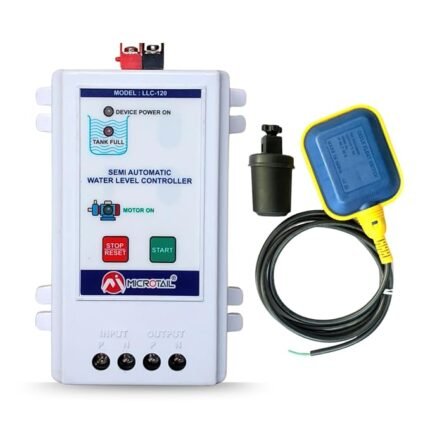 Semi Automatic, Manually Start Auto Stop Water Level Controller, 20A with Float Sensor, Single Phase
